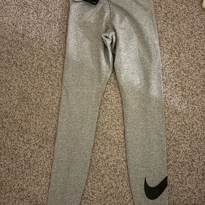 Nike Women’s  Light Gray Leggings with Black Swoosh